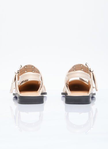 GANNI 여성스러운 버클 발레리나 플랫 슈즈 베이지 gan0255092