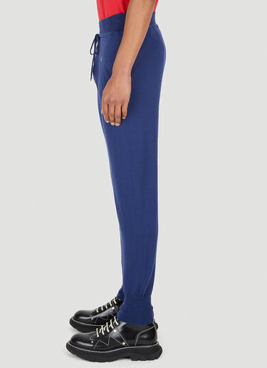 Vivienne Westwood 로고 패치 니트 트랙 팬츠 블루 vvw0147011