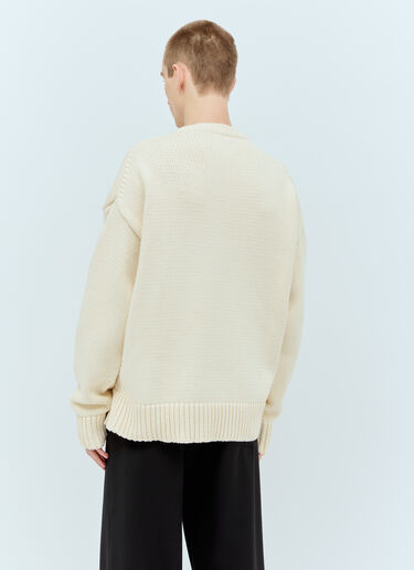 Jil Sander 두툼한 니트 크루넥 스웨터 베이지 jil0156003