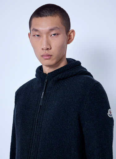 Moncler Bouclé Wool Blend Zip-up Hoodie Black mon0166002