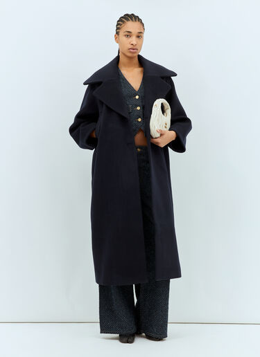 Ganni Boiled Wool Coat Blue gan0258041