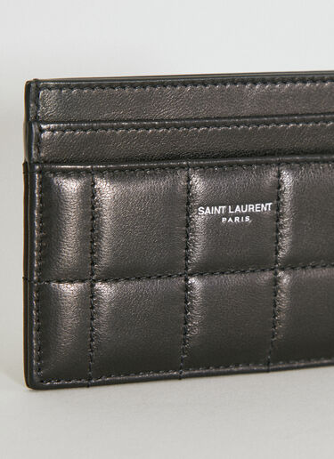 Logo Print Quilted Cardholder Saint Laurent Logo Print Quilted Cardholder Black sla0154057