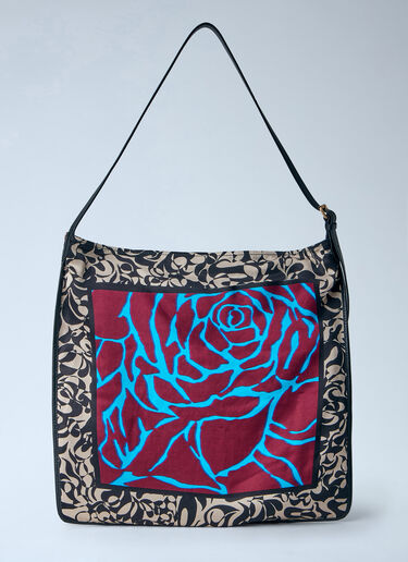 Dries Van Noten Patterned Silk Medium Shoulder Bag Burgundy dvn0263020