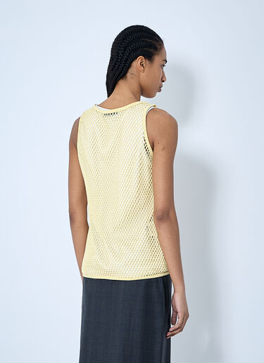 Prada Logo Plaque Open- Knit Tank Top Beige pra0260015