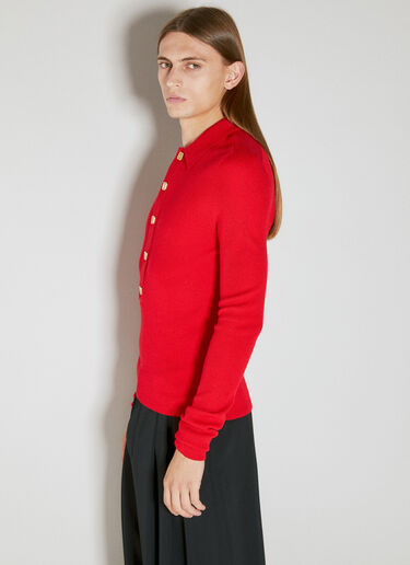 Balmain Wool Knit Polo Shirt Red bln0154003