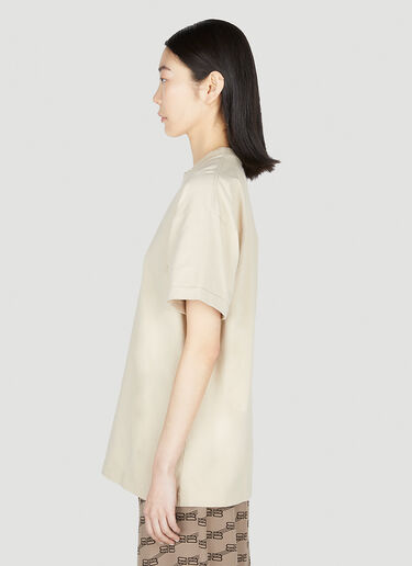 Logo Print T-Shirt Balenciaga Logo Print T-Shirt Beige bal0251028