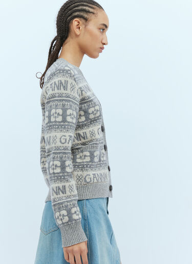 Logo Intarsia Cardigan GANNI Logo Intarsia Cardigan Grey gan0254011