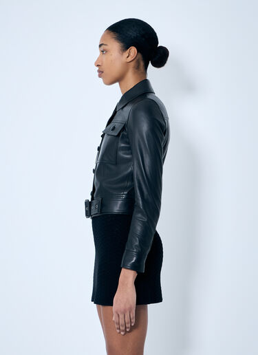 Saint Laurent Cropped Leather Jacket Black sla0259002