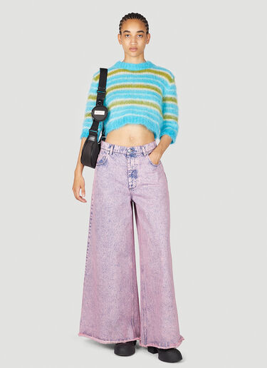 Marni Striped Mohair Crop Sweater Blue mni0255008