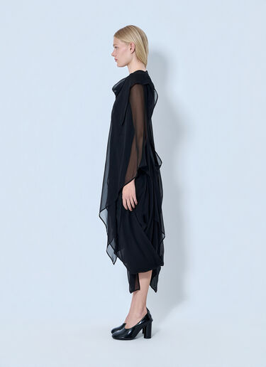 LN-CC® - Yohji Yamamoto: Asymmetric Layered Dress - Black Yohji Yamamoto Asymmetric Layered Dress Black yoy0264003