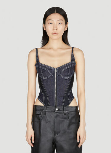 Mugler Denim Zip Bodysuit Black mug0251058