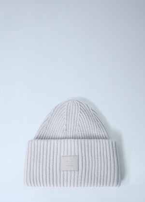 Acne Studios Large Face Logo Beanie Hat Light Grey acn0162046