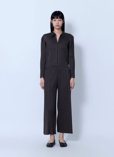LN-CC® - Pleats Please Issey Miyake: August Pleated Jacket - Brown Pleats Please Issey Miyake August Pleated Jacket Brown plp0266018