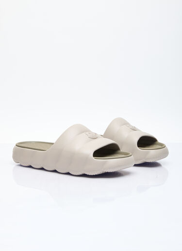 Moncler Lilo Logo Patch Slides Beige mon0156032