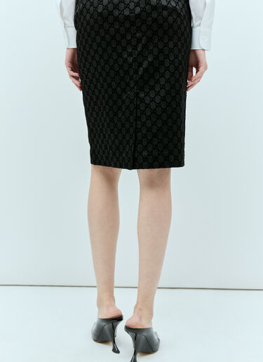 Gucci GG 프린트 실크 더체스 스커트  블랙 guc0255184