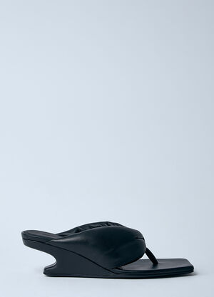 Rick Owens Leather Thong Wedge Sandals Black ric0259019