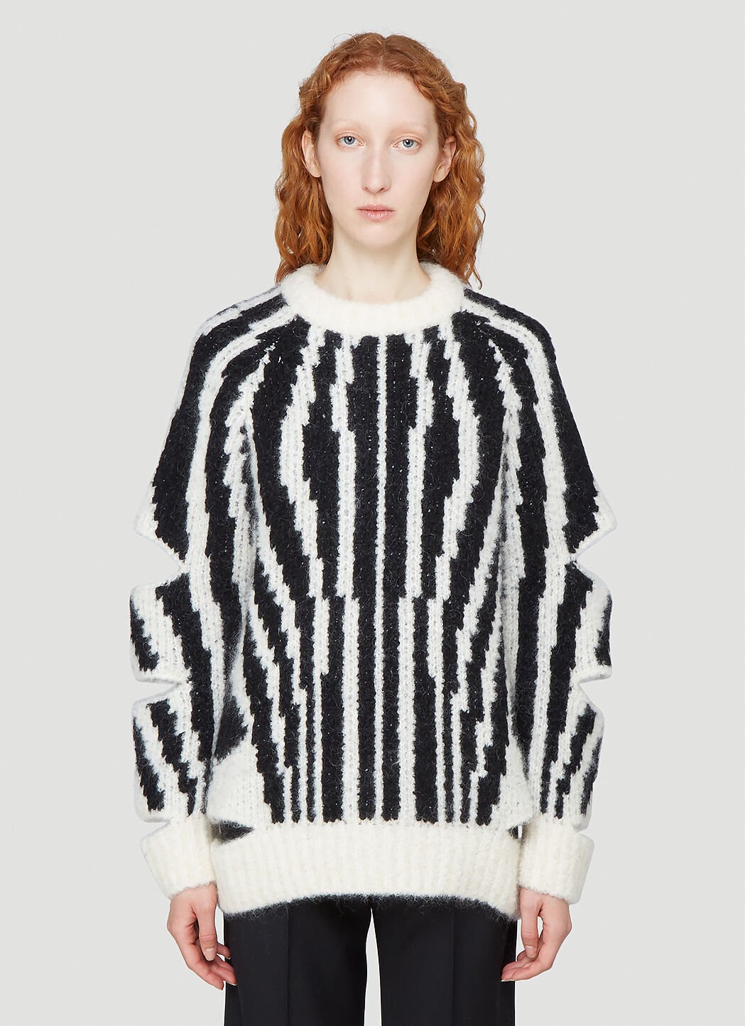 Burberry striped logo intarsia mohair wool blend sales sweater