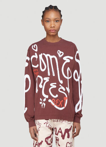 Spray Logo Print Sweatshirt Come Tees Spray Logo Print Sweatshirt Brown com0340008