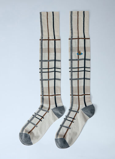 Vivienne Westwood Tartan High Socks Beige vvw0263084