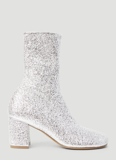 Dries Van Noten Glitter Block Heel Boots Silver dvn0255004