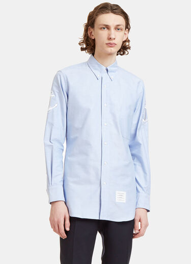 Thom Browne Anchor Embroidered Oxford Shirt Blue thb0127019