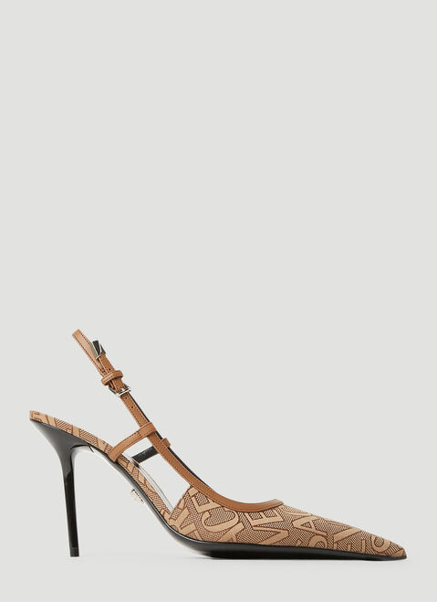 Versace Logo Sling Back High Heels Black vrs0254016