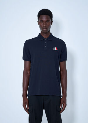 Moncler Polo Shirt with Embroidered Logo Blue mon0165009