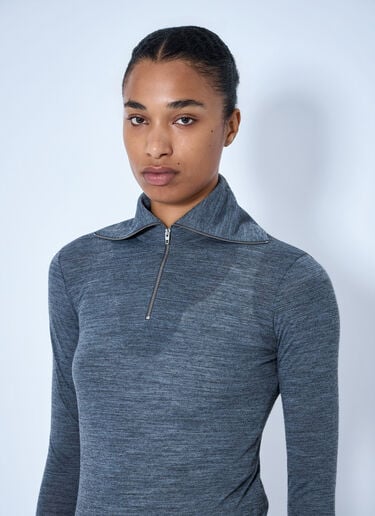 LN-CC® - Jil Sander: Quarter-Zip Long Sleeve Top - Grey Jil Sander Quarter-Zip Long Sleeve Top Grey jil0265006