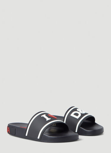 Dolce & Gabbana Logo Embossed Slides Black dol0245035