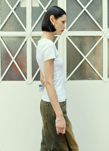 Marine Serre Logo Embroidery T-Shirt White mrs0254018