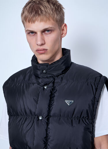 LN-CC® - Prada: Re-Nylon Down Jacket with Removable Sleeves - Black Prada Re-Nylon Down Jacket with Removable Sleeves Black pra0166204