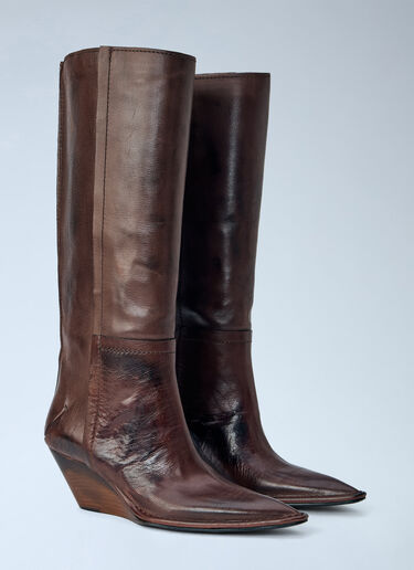 LN-CC® - Capasa Milano: Camperos Knee-High Leather Boots - Brown Capasa Milano Camperos Knee-High Leather Boots Brown cps0266001