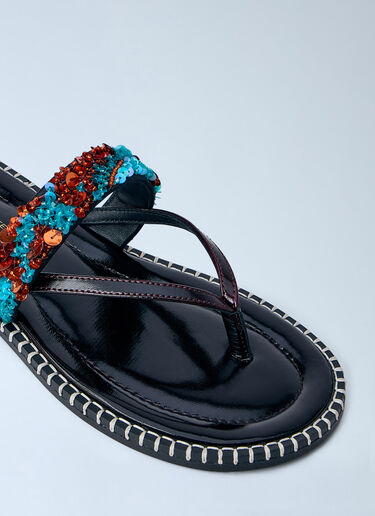 Dries Van Noten 装飾付きウィップステッチレザーサンダル ブルー dvn0263030