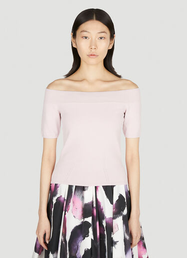 Alexander McQueen Off Shoulder Top Pink amq0251027