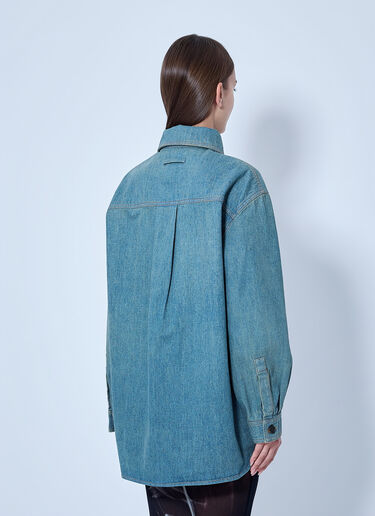 LN-CC® - Jean Paul Gaultier: Face Print Oversized Denim Shirt - Blue Jean Paul Gaultier Face Print Oversized Denim Shirt Blue jpg0266007