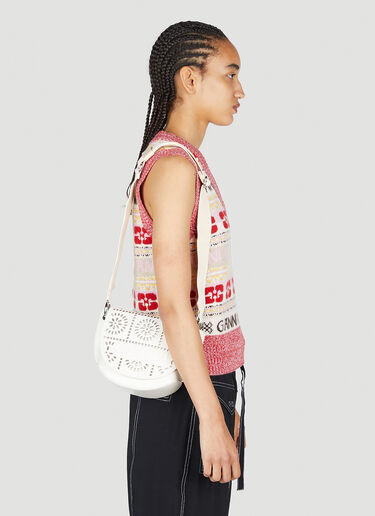 GANNI Banner Saddle Handbag White gan0253041