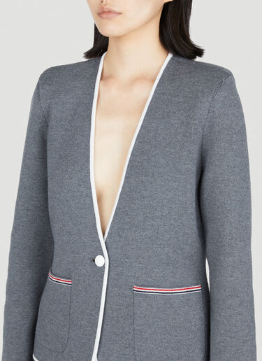 Thom Browne シングルブレストニットジャケット グレー thb0253018