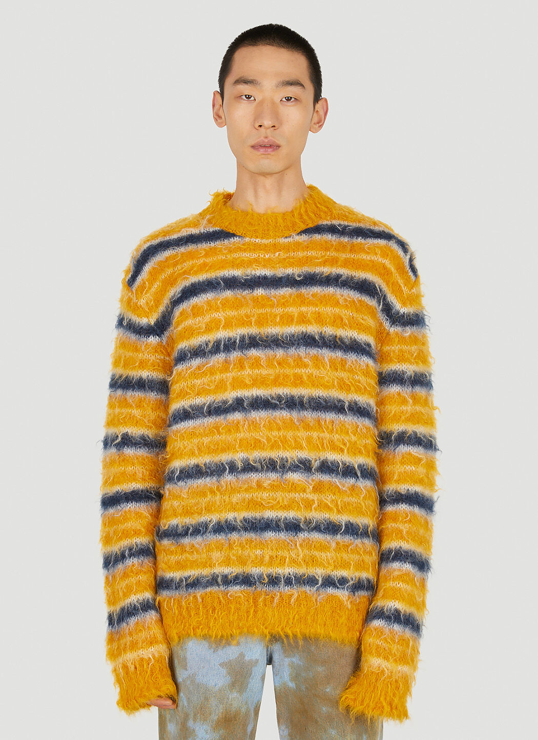 Marni Fluffy Stripe Sweater in Orange LN CC