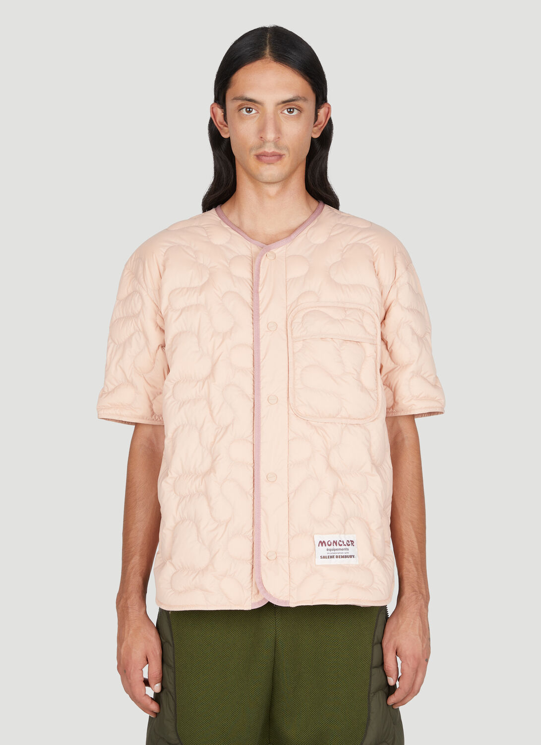 Shop Moncler Salehe Bembury Quilted Padded Overshirt In Pink