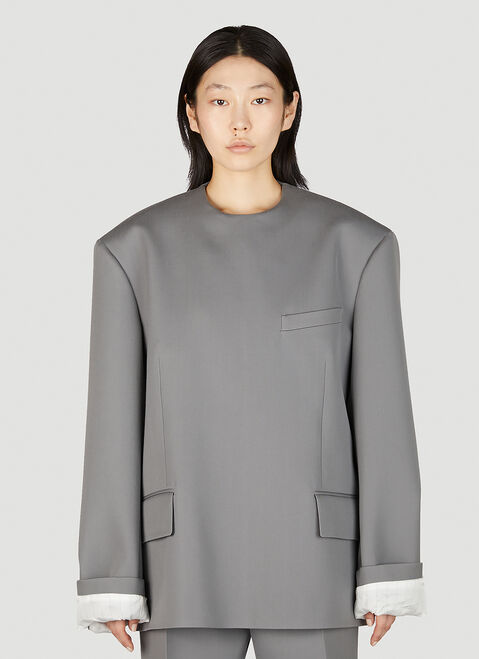Bottega Veneta Compact Wool Jacket Grey bov0254007