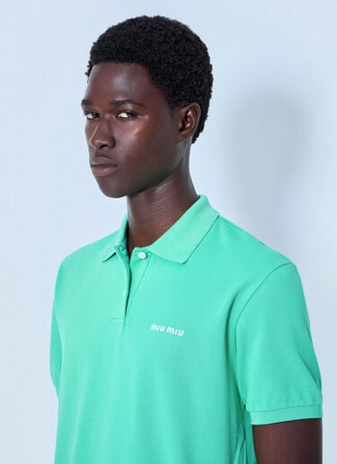LN-CC® - Miu Miu: Cotton Piqué Polo Shirt - Green Miu Miu Cotton Piqué Polo Shirt Green miu0165005