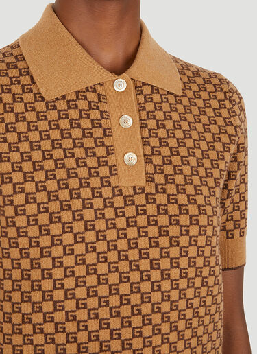 Gucci Square G Knit Polo Shirt Camel guc0251062