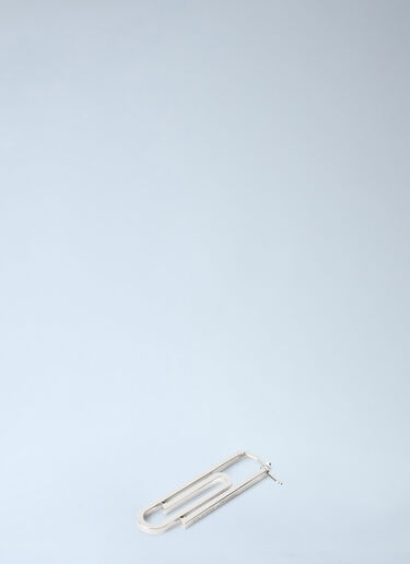 LN-CC® - Off-White: Paperclip Mono Earring - Grey Off-White Paperclip Mono Earring Grey ofw0164389