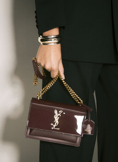 Saint Laurent Sunset 小号单肩包 酒红色 sla0258039