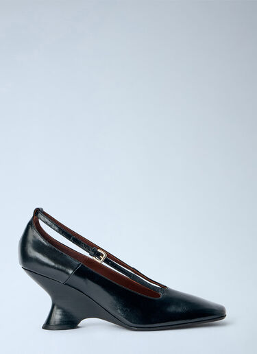 LN-CC® - Dries Van Noten: Leather Wedge Pumps - Black Dries Van Noten Leather Wedge Pumps Black dvn0265033