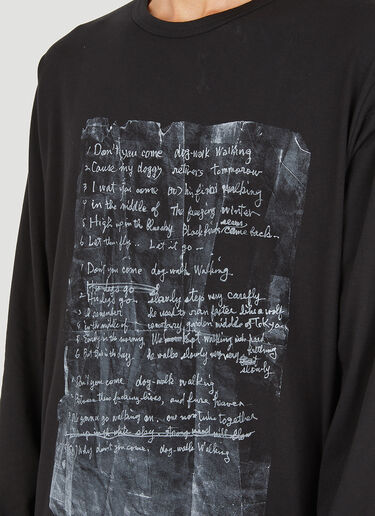 Yohji Yamamoto 그래픽 프린트 긴소매 티셔츠 블랙 yoy0150011