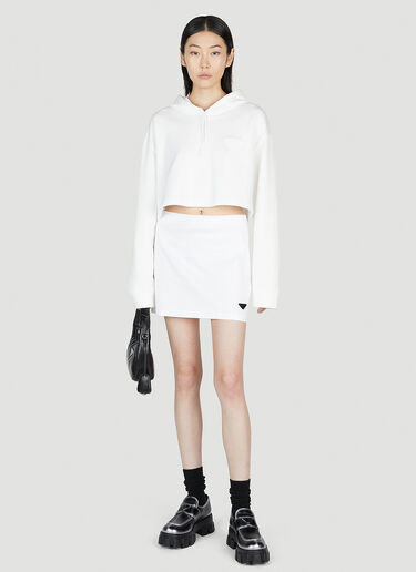 Prada Cropped Hooded Sweatshirt White pra0253003