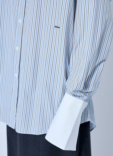 Prada Striped Poplin Long-Sleeved Shirt Blue pra0266031