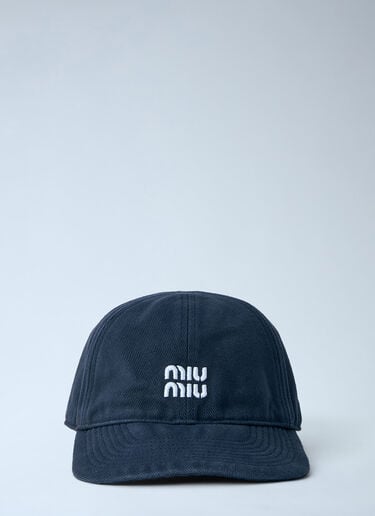 LN-CC® - Miu Miu: Denim Baseball Cap - Blue Miu Miu Denim Baseball Cap Blue miu0165015