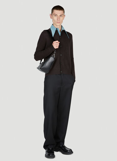 Prada Contrast Point Collar Cardigan Brown pra0154005
